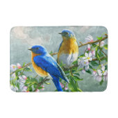ブルーイエローバードさくらんぼブロッサムツリー絵画ズ バスマット (正面)