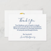 ブルーイエローバード葬儀ありがとう、悔やみや弔慰 ノートカード (正面/裏面)