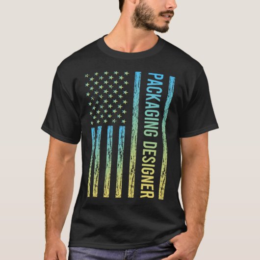 ブルーイエローパッケージデザイナー Tシャツ (正面)