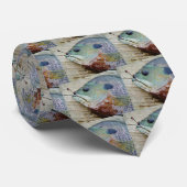 ブルーイエローパープルティール(緑がかった色)、ブルーギルの魚オン波止場 ネクタイ (ロール)