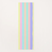 ブルーイエローピンクグリーンパステルストライプパタン ヨガマット (正面)