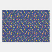 ブルーイエローピンクフローラコテージコアボホフラワーズ ラッピングペーパーシート (正面2)