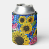 ブルーイエローピンクフローラシームレス 缶クーラー (缶正面)