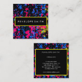 ブルーイエローピンクブラック（ばちゃばちゃ）跳ねる  スクエア名刺 (正面/裏面)