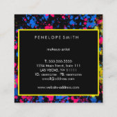 ブルーイエローピンクブラック（ばちゃばちゃ）跳ねる  スクエア名刺 (裏面)