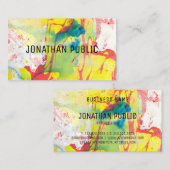 ブルーイエローピンクレッドモダン抽象芸術アーエレガントト 名刺 (正面/裏面)
