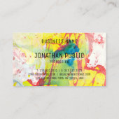 ブルーイエローピンクレッドモダン抽象芸術アーエレガントト 名刺 (裏面)