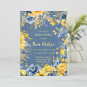 ブルーイエローピーニーウォーターカラーブライダルシャワー 招待状 (スタンド正面)