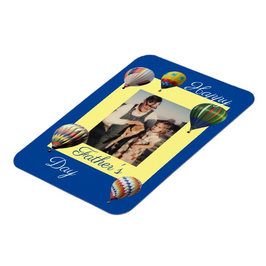 ブルーイエローファーザーの日ホットエアバルーン写真 マグネット (左側)