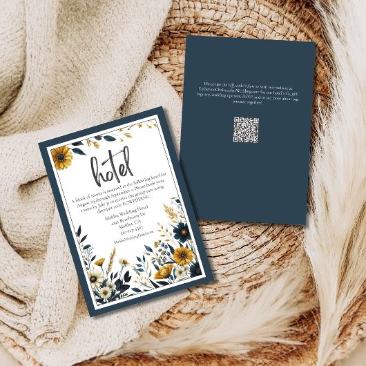ブルーイエローフラワーズエレガフォーマルントウェディングホテル エンクロージャーカード