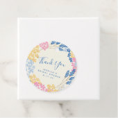 ブルーイエローフラワーリースカスタムブライダルシャワー フェイバータグ (インサイチュ)