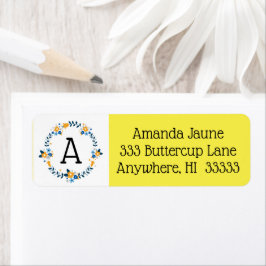 ブルーイエローフラワーリース国ラベル ラベル