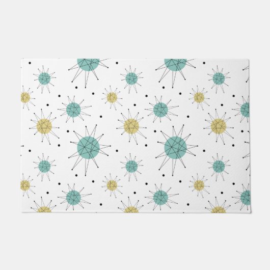 ブルーイエローフランシスコスターバストミッドセンチュリー ドアマット (正面)