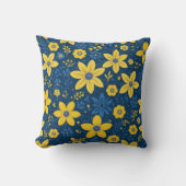 ブルーイエローフローラシンプルビューティフル クッション (正面)