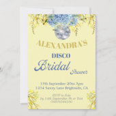 ブルーイエローフローラディスコブライダルシャワー 招待状 (正面)