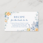 ブルーイエローフローラブライダルシャワーレシピ要求 エンクロージャーカード (正面)