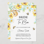 ブルーイエローフローラブライドtoビーブライダルシャワー 招待状 (正面/裏面)