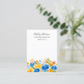 ブルーイエローフローラボーホジュエリーイヤリングディスプレイ 名刺 (スタンド正面)