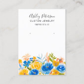 ブルーイエローフローラボーホジュエリーイヤリングディスプレイ 名刺 (正面)