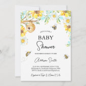 ブルーイエローフローラママへビーベイビーシャワー 招待状 (正面)