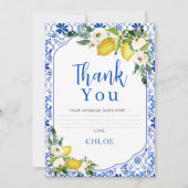 ブルーイエローフローラレモンブライダルサンキューカード 招待状 (正面)