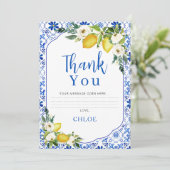 ブルーイエローフローラレモンブライダルサンキューカード 招待状 (スタンド正面)