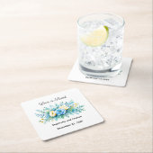 ブルーイエローフローラ愛は甘結婚い スクエアペーパーコースター (インサイチュ)