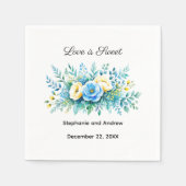 ブルーイエローフローラ愛は甘結婚い スタンダードカクテルナプキン (正面)