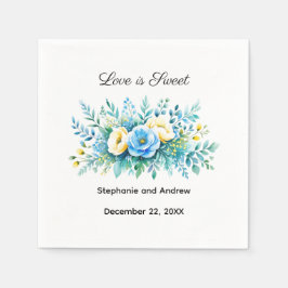 ブルーイエローフローラ愛は甘結婚い スタンダードカクテルナプキン
