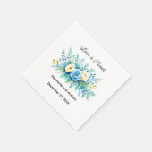 ブルーイエローフローラ愛は甘結婚い スタンダードカクテルナプキン (角)