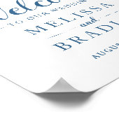 ブルーイエローフローラ植物性庭園の結婚式標識 ポスター (角)