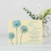 ブルーイエローフローラ花赤ちゃんシャワー招待状 招待状 (スタンド正面)