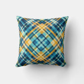 ブルーイエロープラ市松模様にイドデザイン クッション (裏面)