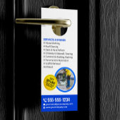 ブルーイエロープレッシャー洗浄ハウスクリーンサービス ドアノブサイン