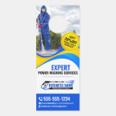 ブルーイエロープレッシャー洗浄ハウスクリーンサービス ドアノブサイン (正面)