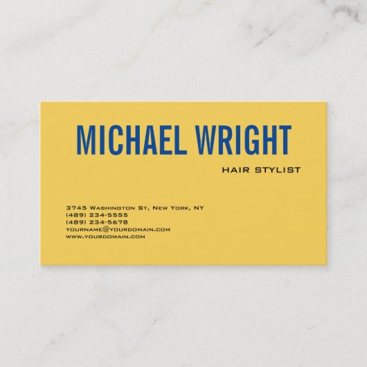 ブルーイエロープレーンモダンミニマシンプルリスト 名刺 (正面)