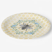 ブルーイエローベイビーシャワーデコールビーハニカムフローラ ペーパープレート (アングル)