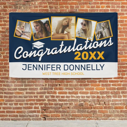 ブルーイエローホワイトおめでとう2025年卒業 横断幕