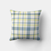 ブルーイエローホワイトウォーターカラープレイド クッション (裏面)