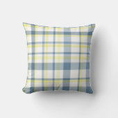 ブルーイエローホワイトウォーターカラープレイド クッション (正面)