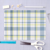 ブルーイエローホワイトウォーターカラープレイド 薄葉紙 (クラフト)