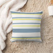 ブルーイエローホワイトウォーター色のストライプ クッション (ブランケット)