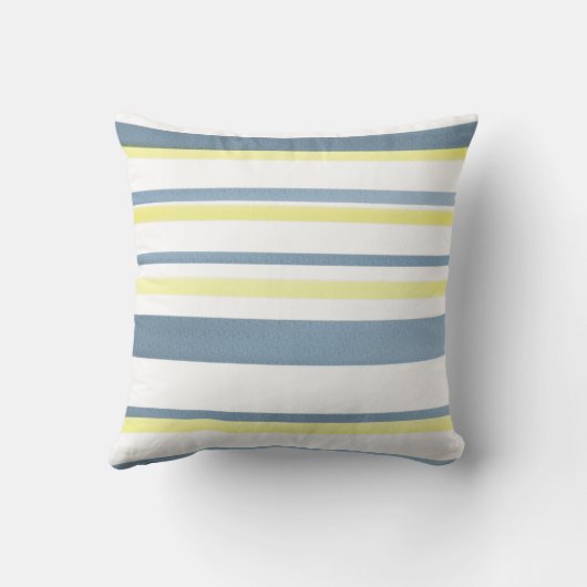 ブルーイエローホワイトウォーター色のストライプ クッション (裏面)