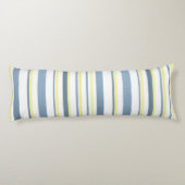 ブルーイエローホワイトウォーター色のストライプ ボディピロー (裏面)