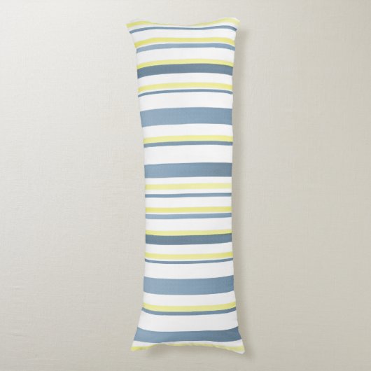 ブルーイエローホワイトウォーター色のストライプ ボディピロー (正面縦)