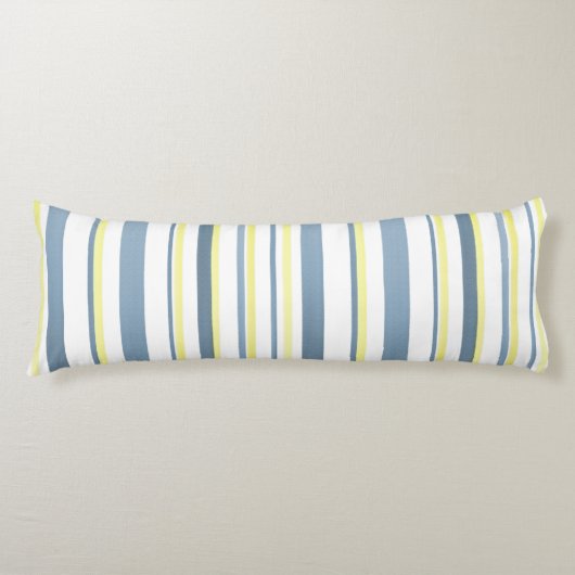 ブルーイエローホワイトウォーター色のストライプ ボディピロー (正面)