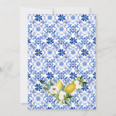 ブルーイエローホワイトフローラレモンブライダルシャワー 招待状 (裏面)