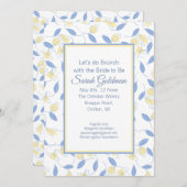 ブルーイエローホワイトブライダルモダンシャワーへの招待 招待状 (正面/裏面)