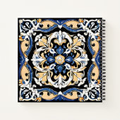 ブルーイエローホワイトブラックAzulejuモロッコスペインのード ノートブック (裏面)