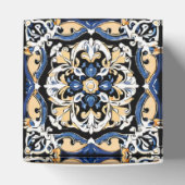 ブルーイエローホワイトブラックAzulejuモロッコスペインのード フェイバーボックス (上部)